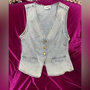 Vigoss Light Blue Denim Vest size Large